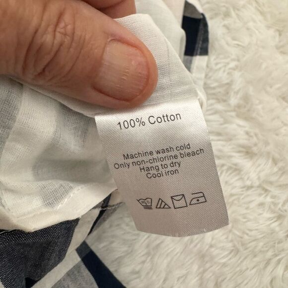 Duffield Lane Gingham Ruffled Navy and White Sleeveless Dress Size S - Picture 10 of 10